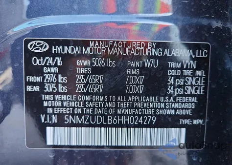 2017 Hyundai Santa Fe Sport из США, поврежденный, VIN 5NMZUDLB6HH024279